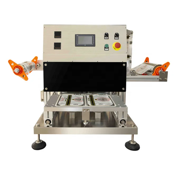 Manufacture Factory Custom Desktop fast food box/tray sealing machine/tray sealer 1 out of 1/2/4 trays sealing machine Hot Sale