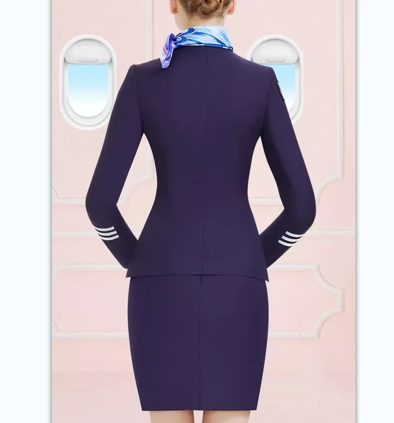 Customize Factory Direct Suit Blazer Skirt Pants Air Suit Fashion Flight Attendant Uniform Suits Airline Uniforms Ladies