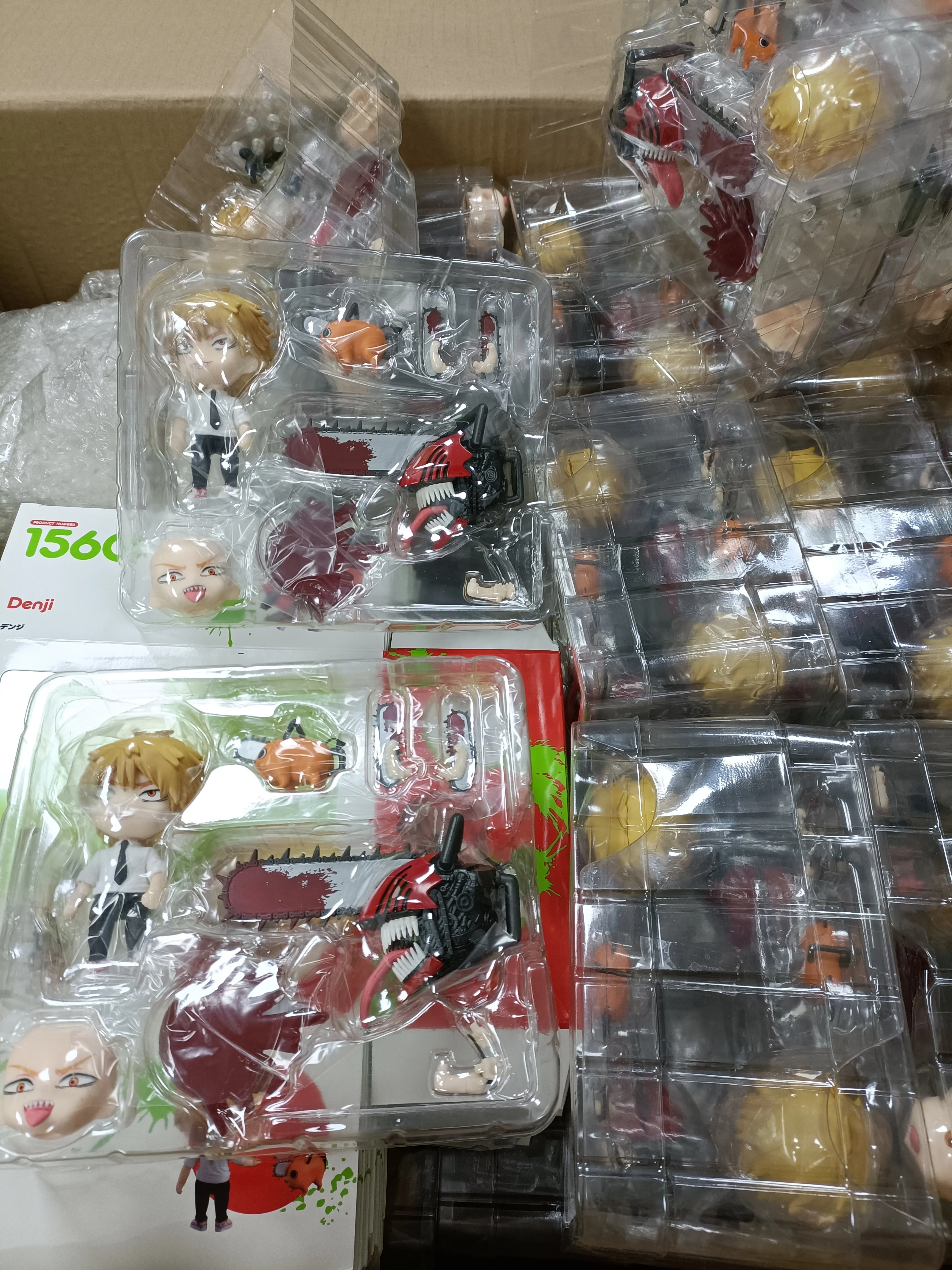 10cm Cute Version Chainsaw Man Denji 1560 Power 1580 PVC Anime Action Figure Change Face  Model Doll Toys