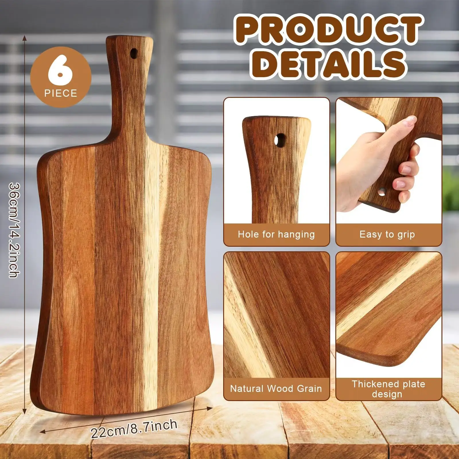 Modern Double-Sided Bamboo Cutting Board Hand-Carved Wooden Serving Board for Meat Cheese Bread Vegetables Fruits-for Parties