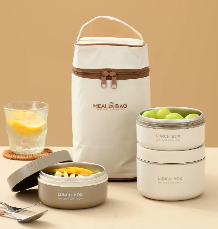 LXM103 Stainless Steel Sealed Insulated Lunch Box Students Portable Easy To Clean Lunch Box Set