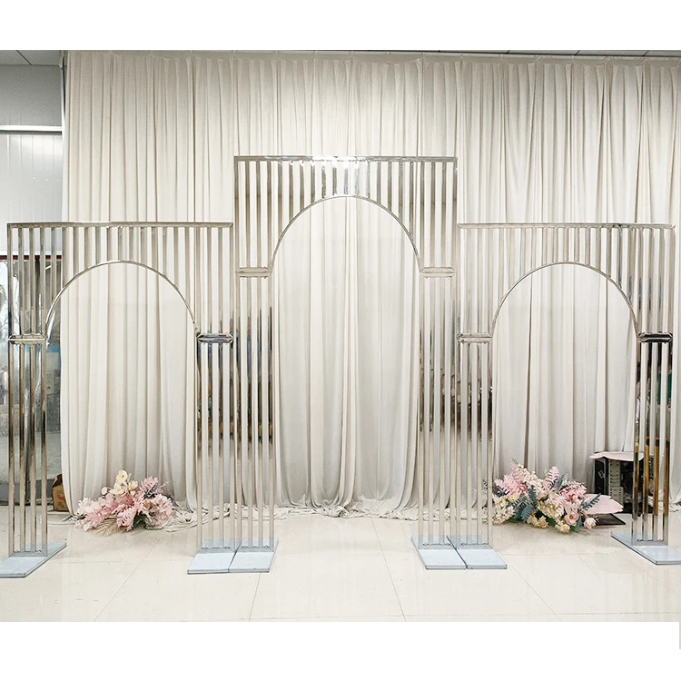 Factory Price Sales New Gold Metal Arch Carving Frame Stainless Party Ceremony Background Backdrop Geometric Wedding Decoration