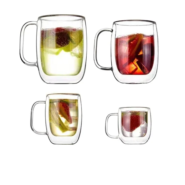 hand made promotional double wall glass beer mug