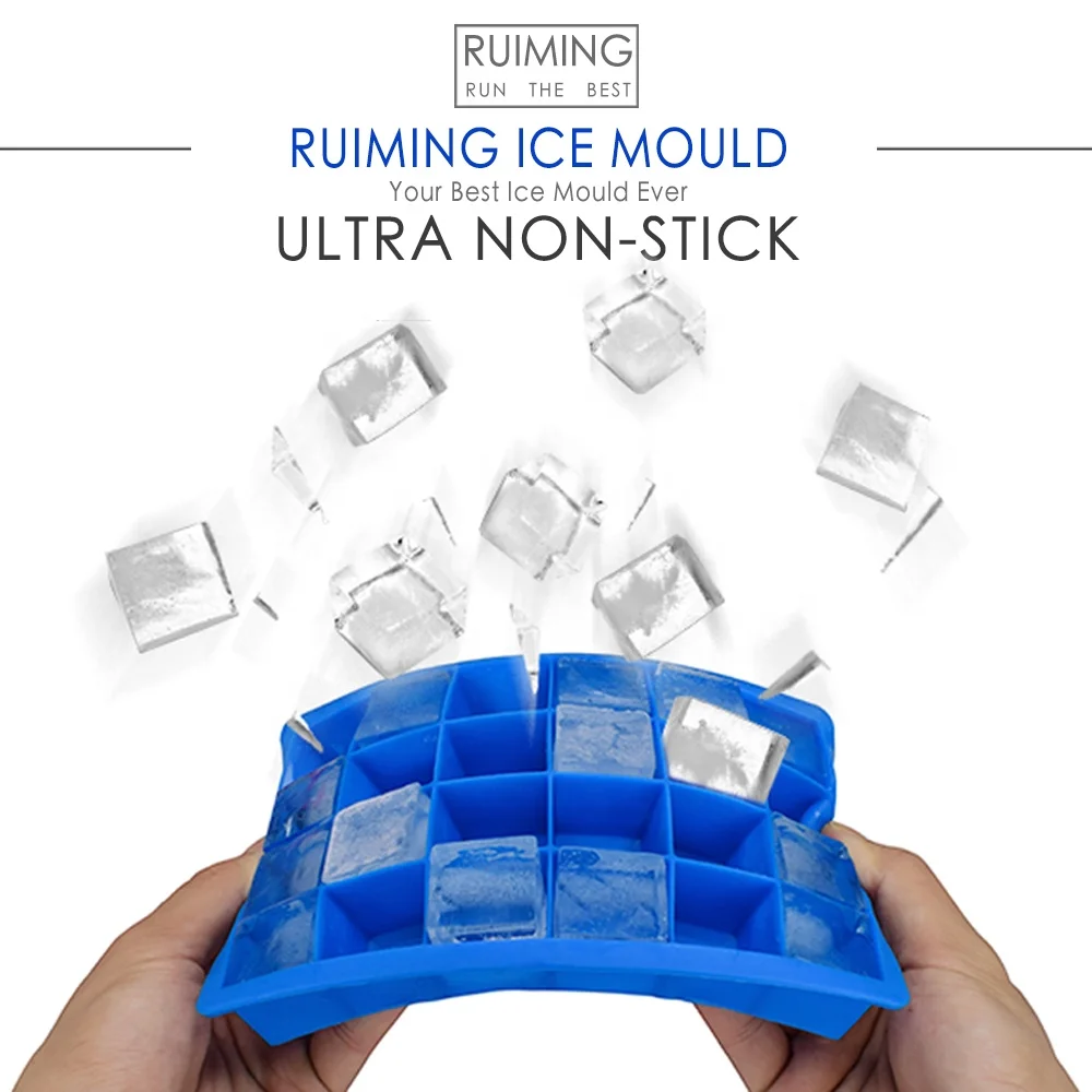 Non Slip Stretchable Silicone Ice Cube Tray With Lids