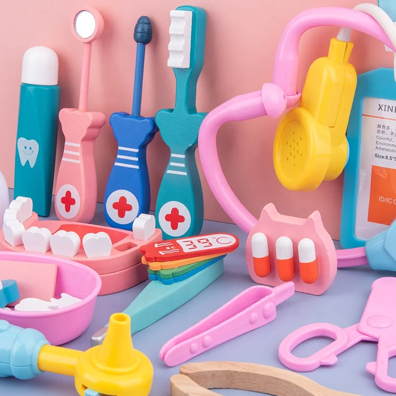 plastic&wooden Toys Pretend Play Doctor Set Nurse Injection Medical Kit Role Play Classic Toys Simulation Doctor Toy