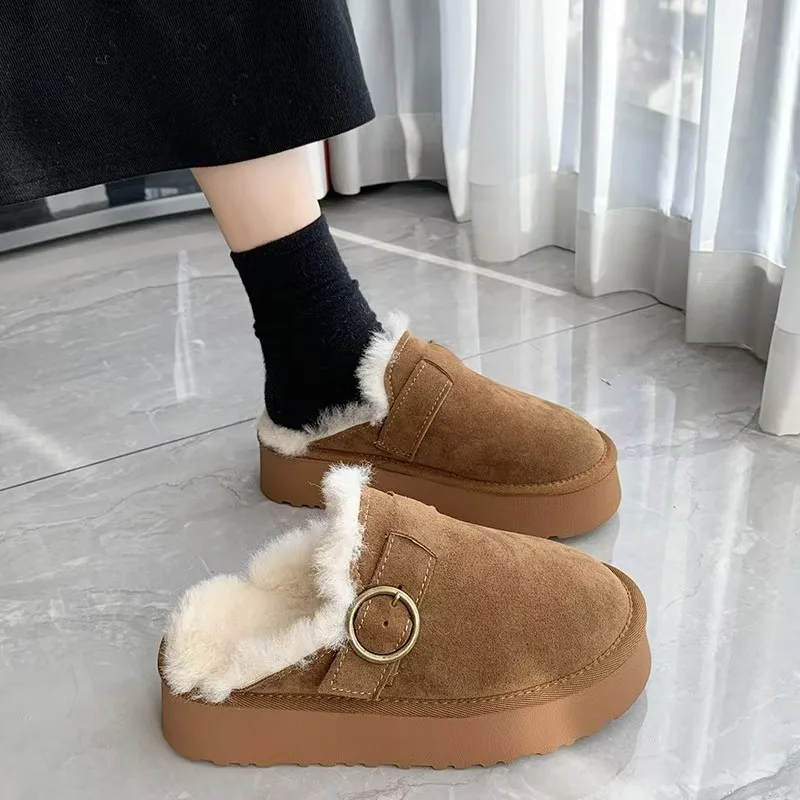 Woolly Shoes Female New Fashion Autumn And Winter Soft Soles A Slip-on Plus Cashmere Warm Cotton Shoes