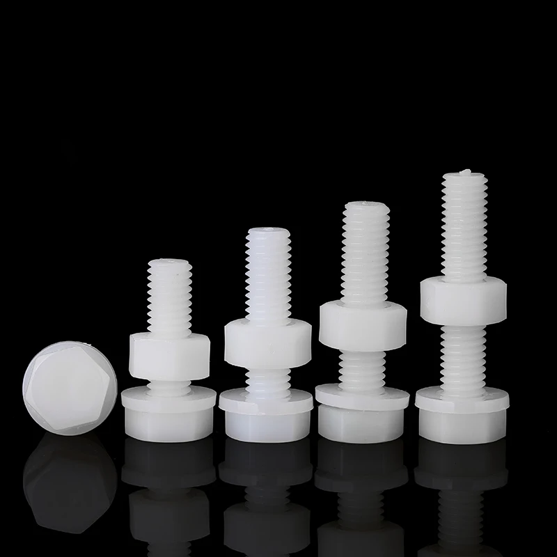 M3M4M5M6M8 Nylon outer hexagon screw nut flat pad set combination of plastic bolts and nuts