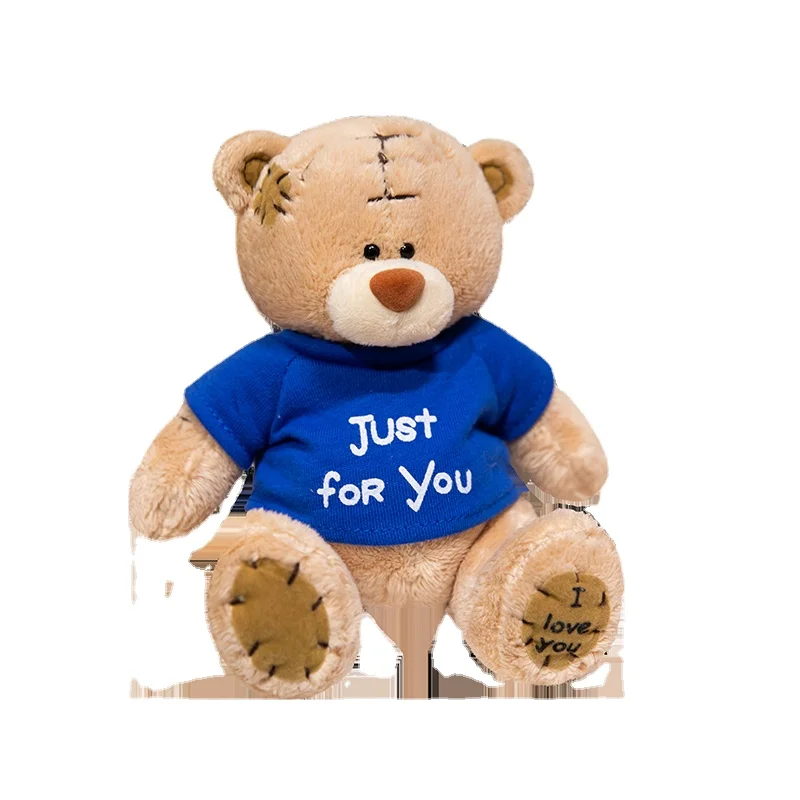 New sunrise custom soft cute plush hoodie style patch bear doll toy stuffed Macdonald patch bear Doctor teddy bear with garment