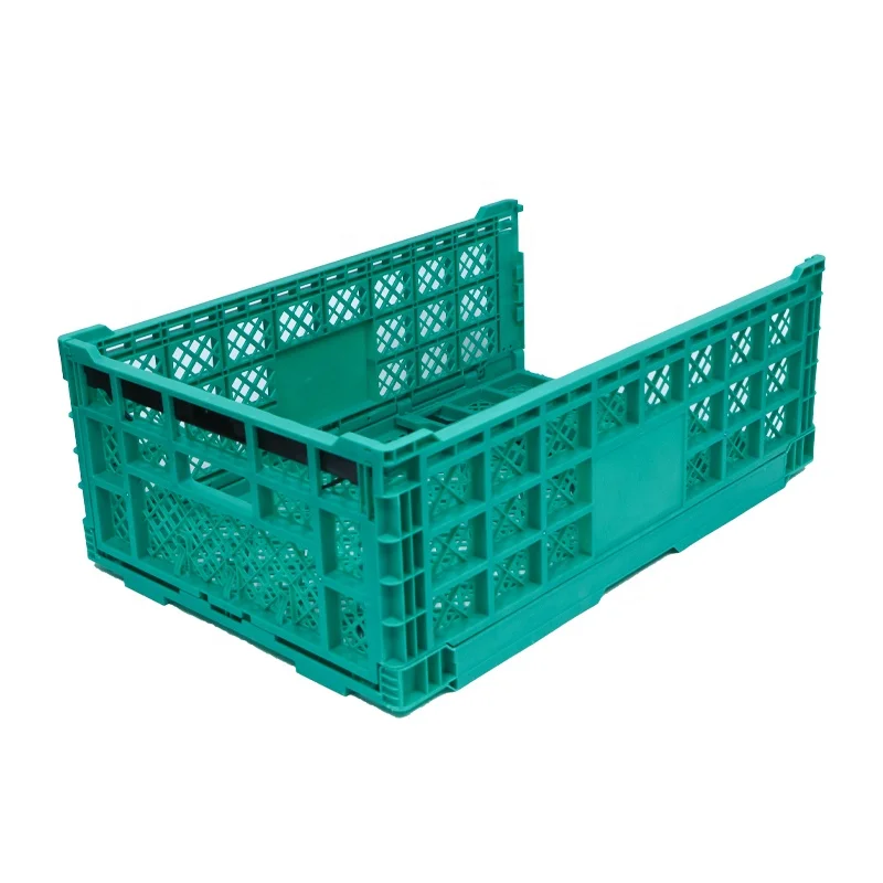 Fast Lead Time Design Vented Plastic Turnover Foldable Crate For Fruit / Vegetable Display