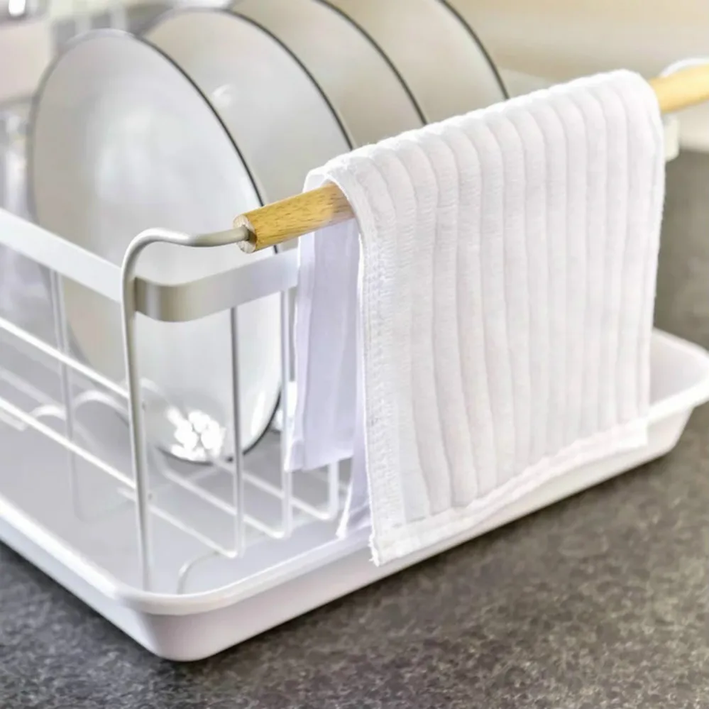 Stainless Steel kitchen plate storage dish drying rack with plastic salver