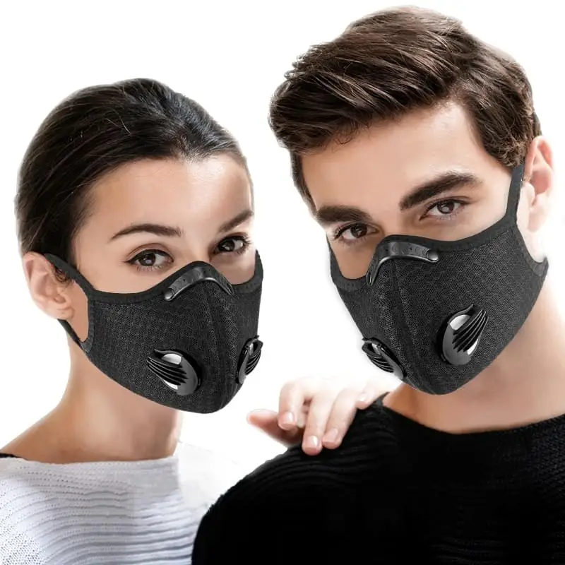 Уличная спортивная маска для лица против смога и с углеродным фильтром PM2.5 езды на велосипеде бега фитнеса Пылезащитная зажимом носа