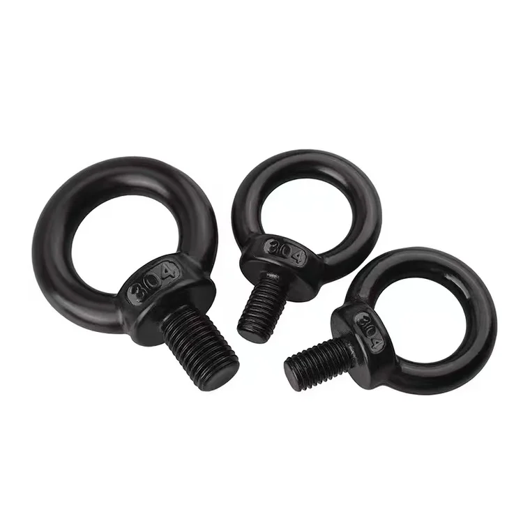 Black Swing Rod Lifting Eye Bolt Eyebolts High Quality Oem Din580 Galvanized Inox Ends M6 M8 M10 Zinc Plated Black Machinery DIN