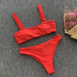 Teen Sheer Bikini Padded 2 Pieces Push Up Swimsuit High Cut Bikinis High Waist Bottom Style Brazilian Bikini Sets