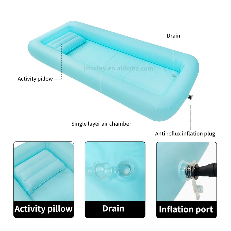 Inflatable rectangle health care bath bed pool for elderly patient