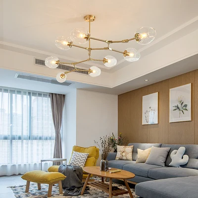 Nordic postmodern chandelier glass chandelier living room dining room bedroom simple lamps magic bean molecular glass chandelier