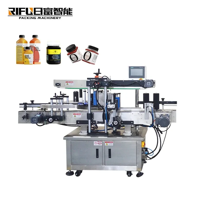 Automatic Flat Surface Square Milk Bottle Jerry Can Self Adhesive Sticker Label Applicator Three Sides Labeling Machine