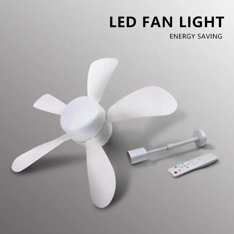 Modern LED Ceiling Fan E27 23W  Holder Living Room Bedroom Decorative Ceiling bulb Fan with LED Light Remote Control