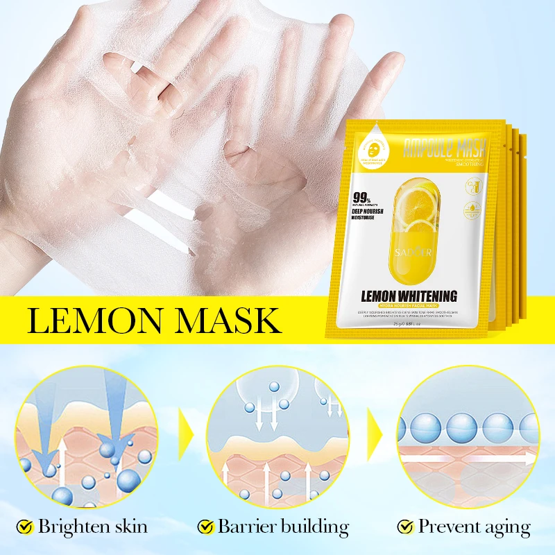 SADOER Organic Natural VC Lemon Fruit Facial Mask Sheet Form for Nose Use Moisturizing and Whitening Skin Care Beauty Product