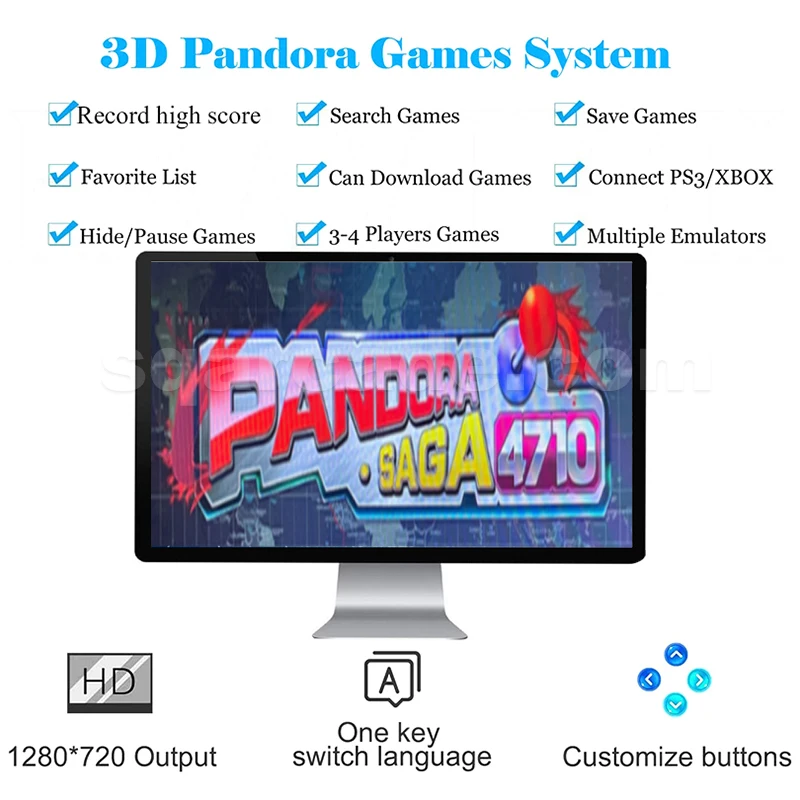 Игровая приставка Pandoras 4710 аркадная игровая консоль WIFI скачать аркадный 3D Джамма-джойстик Кнопка Ретро
