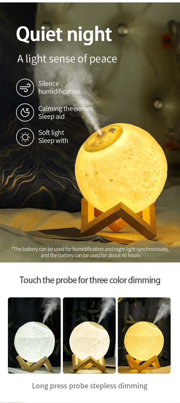 Ultrasonic Cool Mist Humidifier Home Aromatherapy Humidifier With Changing Lights Moon Humidifier