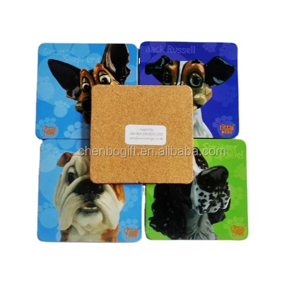 OEM My family pet dog photo printing drink cup coaster, wooden cork tea coaster printing your own pictures