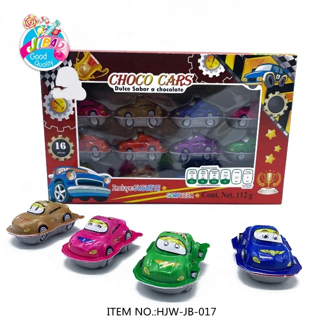 Box Packing 7g Surprise Car Shape Choco Cup Toy And Sweet Chocolate Jam With Bisucit Chocolate Candy