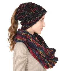 Wholesale Confetti Style Knit Women Winter Hat And Scarf Set