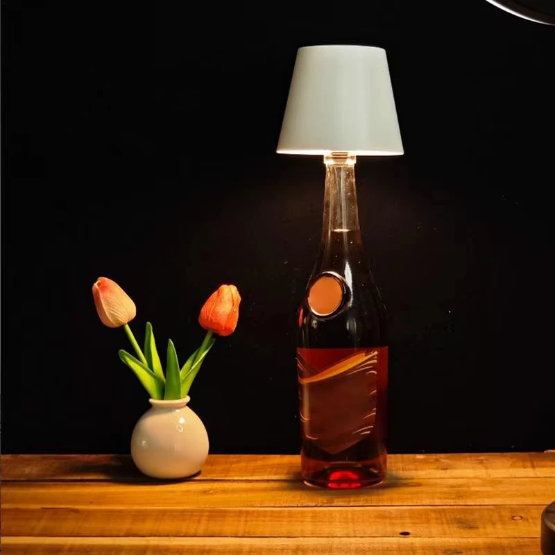 3 Color Stepless Dimming Wine Bottle Lights Touch Led Rechargeable RGB Wireless Bottle Lamp for Dining Room Bedroom Bar