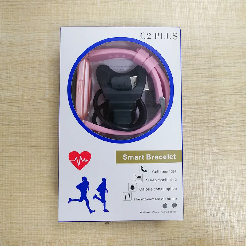 C2plus smart bracelet waterproof large battery pedometer heart rate blood pressure blood oxygen music weather sports bracelet