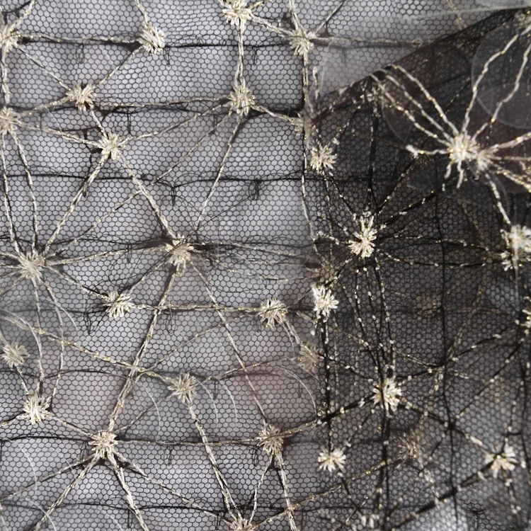 Vintage design textiles net tulle sequin fabric luxury large sequin fabric