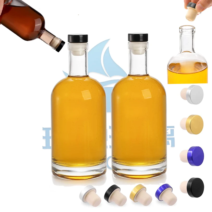 Discount Price 500ml/ 750ml/ 1500ml Ceramic clear Whiskey Vodka Blue Label Whiskey Liquor Bottle With Cap