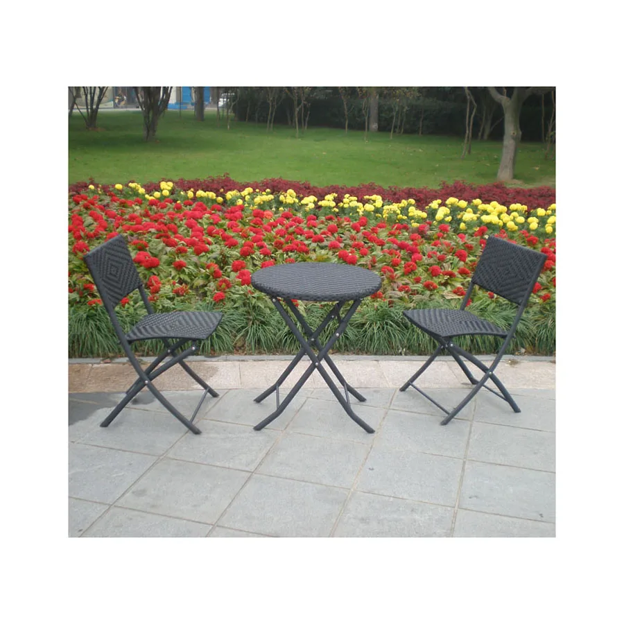 
Garden Furniture PE Wicker Dining Set Outdoor Plastic Rattan Bistro Table And Chairs 