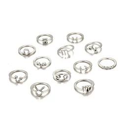 12 piece set star ring set couple ring birthday gift finger ring set for girls