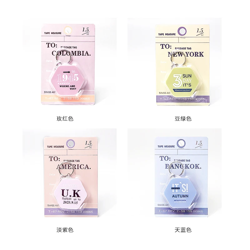 1.5 Meter/60-inch Plastic Material Mini Hexagon Shape Retractable Ruler Tape Measure With Keychain