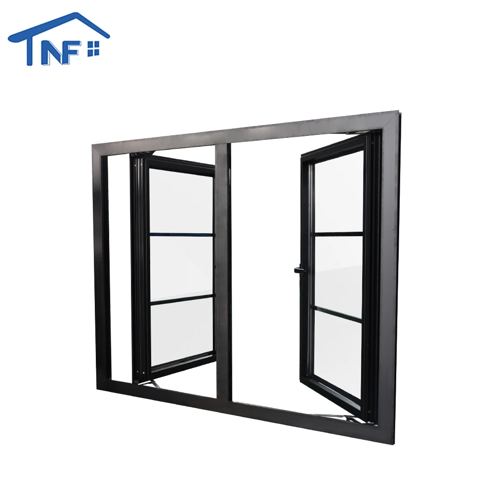Aluminium opening 180 degree aluminum casement windows with fly screens