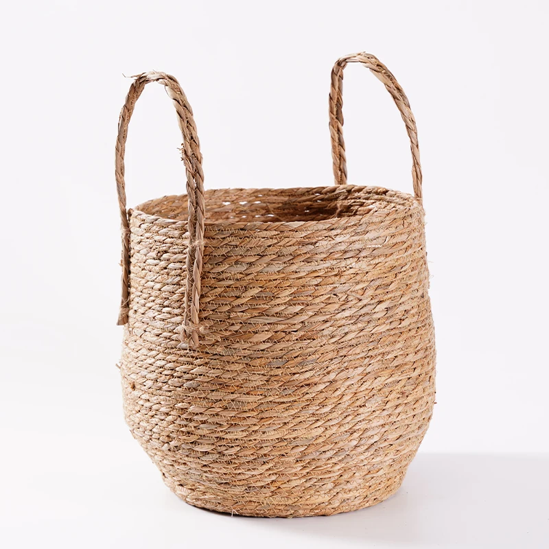 Chenju  Straw Rope Woven Basket For Storage With Handle seagrass Storage basket