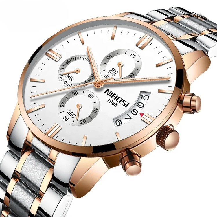 Celebrity matching Nibosi 2309 Stainless Steel Band Watches Men Wrist Sport Chronograph Quartz Nibosi Watch 1985 Montre Nibosi