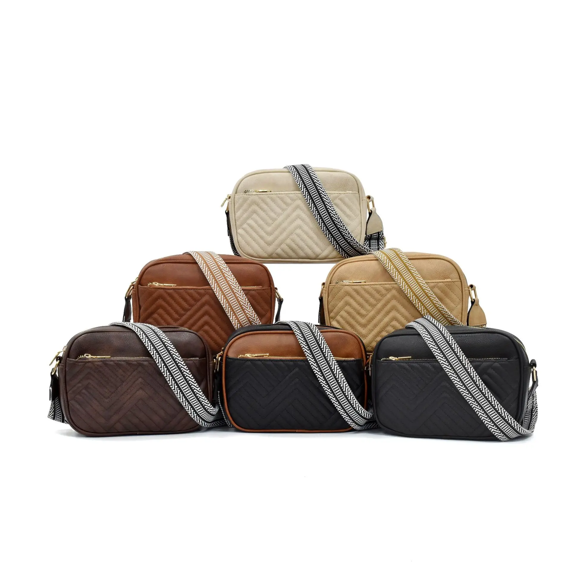Faux Leather Fashion Shopping Casual Cross body Bags Sling Shoulder Women PU Leather Messenger Bags with Embroidery Strap