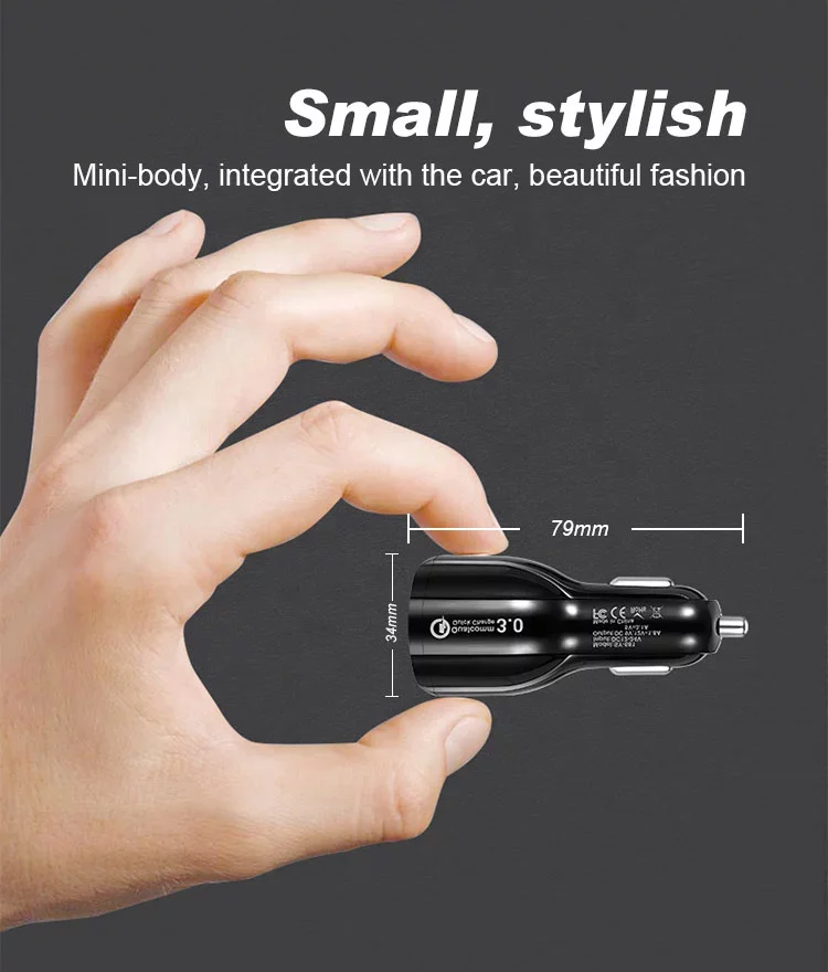 Vnew Hot sell 3.1A fast charging QC3.0 2 Port car Charger Mobile Phone Charger dual port usb car charger