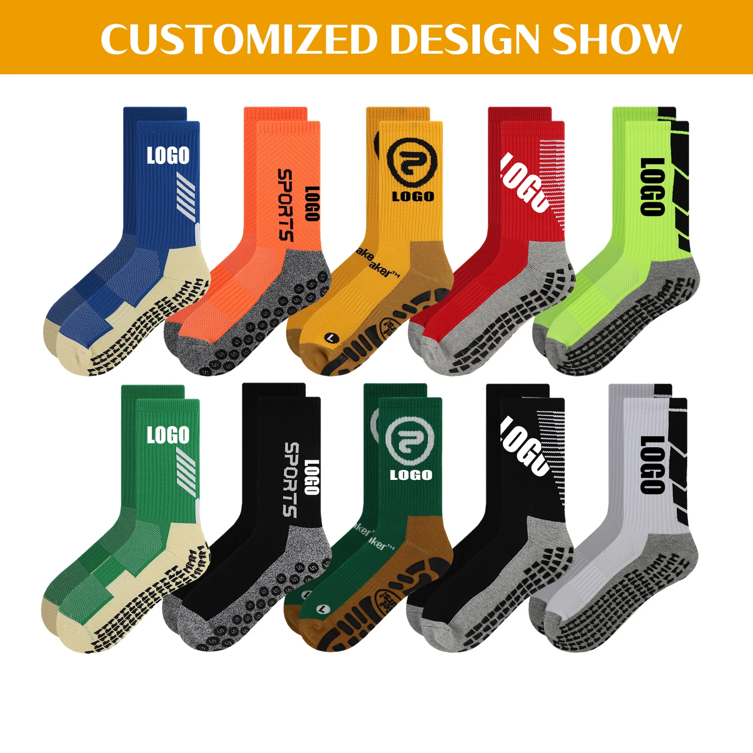 FREE DESIGN & MOCKUP High quality sports sox colorful non anti slip soccer athletic mens custom logo youth football grip socks