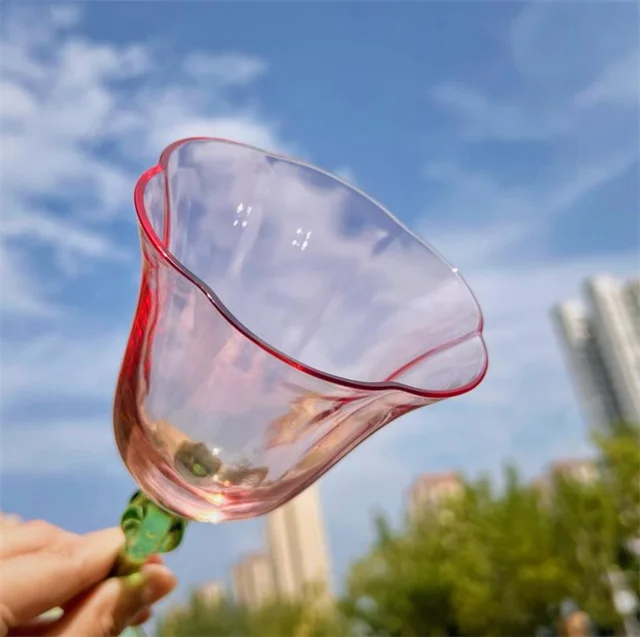 factory custom creative crystal glass fancy flower wine goblet red wine glasses for wedding