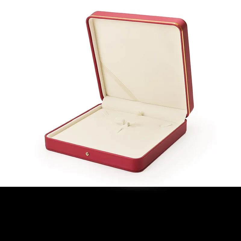 red color set box pendant earring box Pu leather  jewelry packaging box custom logo