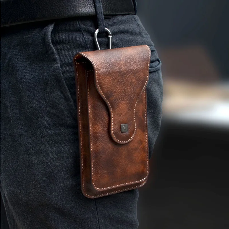 ya200 Wholesale Mens PU Leather Phone Holster Holder Pouch for Belt Mobile Phone Protective Case Phone Waist Bag