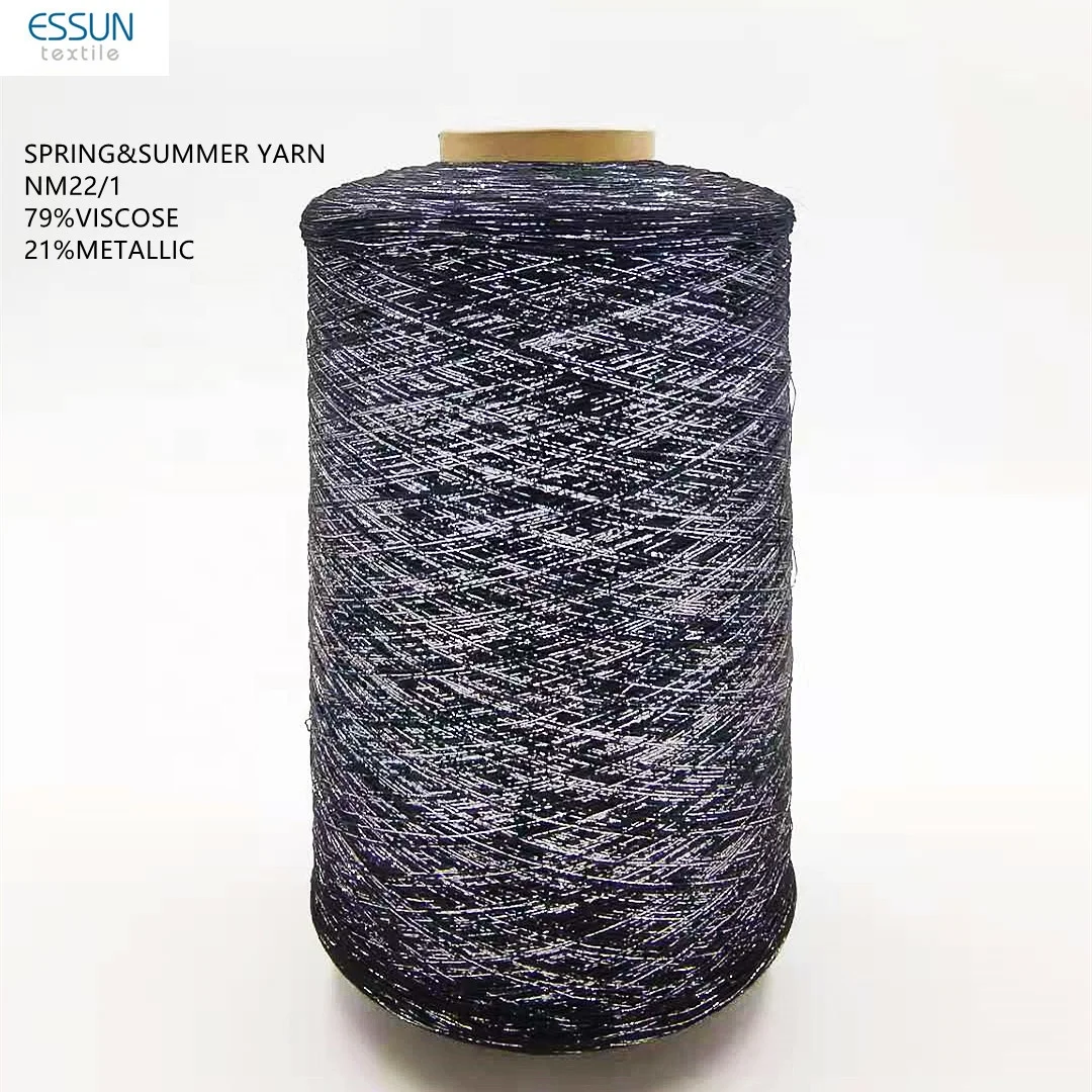 New Spring Summer Yarn NM22 NM24 NM36 79%Viscose 21%Metallic Twisted Yarn For Knitting T-shirt or Cardigans