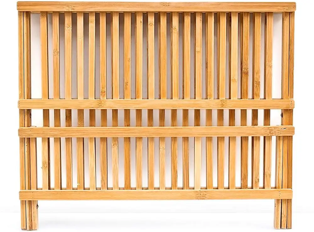 100% Бамбуковая кухонная Двухуровневая Складная Сушилка для посуды сушилка для посуды