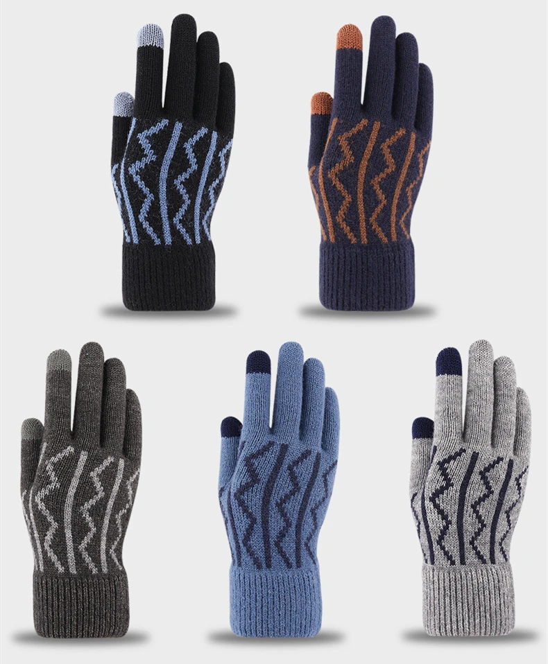 Wholesale Custom Unisex Winter Touchscreen Gloves Warm Fleece Lined Knit Gloves Elastic Cuff Winter Texting Glove