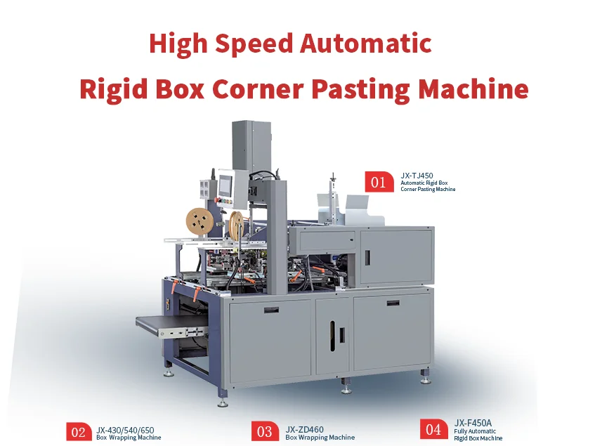Semi Automatic JX-TJ450 Gift Box Maker Cardboard Box 4 Corner Taping Pasting Machine Paper Product production line