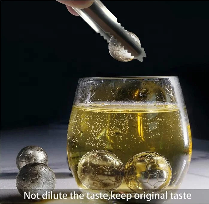 Высококачественные кубики льда из нержавеющей стали в форме футбольного мяча, многоразовый кубик льда