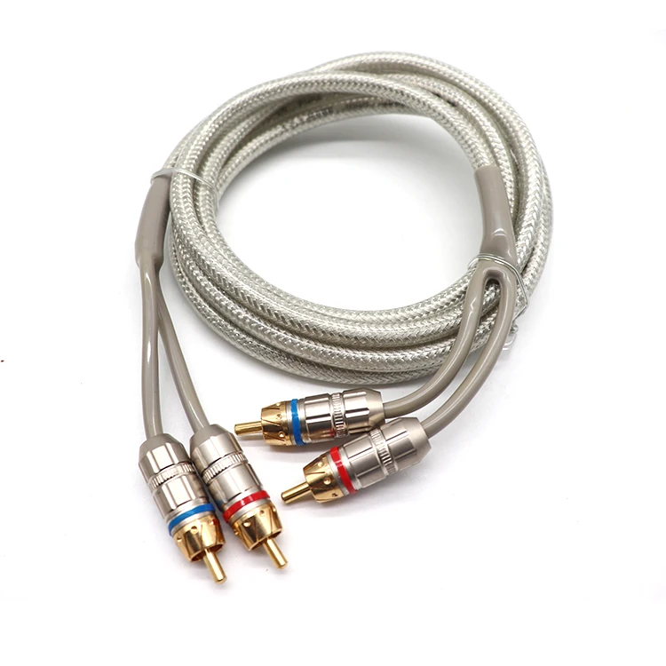 OEM/ODM high quality sub woofer amplifier pure copper wire 2m car audio RCA cable