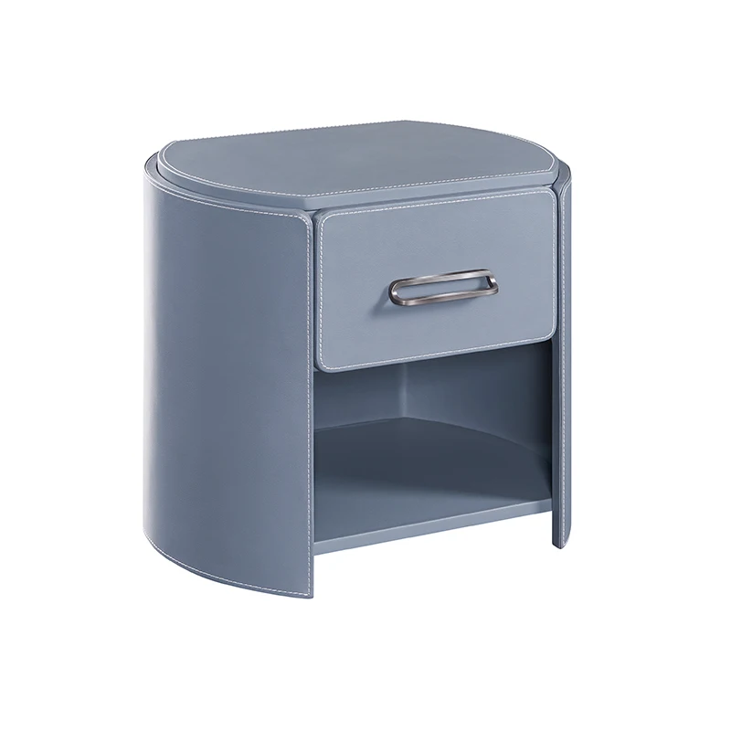 Luxury Modern Bedroom Furniture Wood Frame Leather Night Stand Bed Side Table For Hotel Home